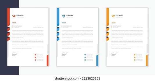 Professional Modern Corporate letterhead template bundle,   business letterhead A4 layout vector stationery design