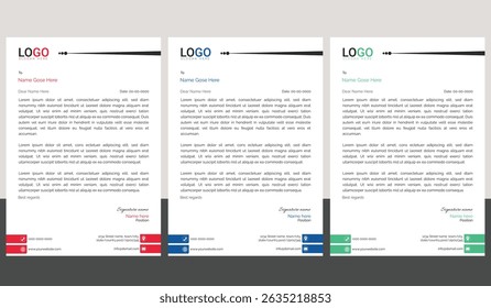 Professional and modern corporate letterhead template with clean layout and sharp lines, ideal for business communication, branding documents, and professional office use