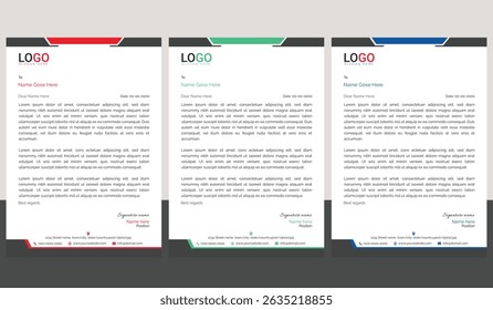 Professional and modern corporate letterhead template with clean layout and sharp lines, ideal for business communication, branding documents, and professional office use