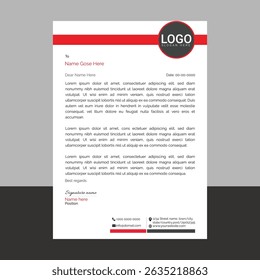 Professional and modern corporate letterhead template with clean layout and sharp lines, ideal for business communication, branding documents, and professional office use