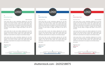 Professional and modern corporate letterhead template with clean layout and sharp lines, ideal for business communication, branding documents, and professional office use