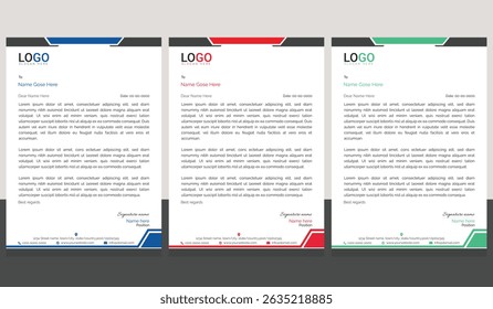 Professional and modern corporate letterhead template with clean layout and sharp lines, ideal for business communication, branding documents, and professional office use
