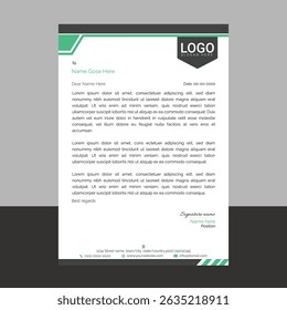 Professional and modern corporate letterhead template with clean layout and sharp lines, ideal for business communication, branding documents, and professional office use