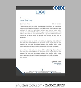 Professional and modern corporate letterhead template with clean layout and sharp lines, ideal for business communication, branding documents, and professional office use
