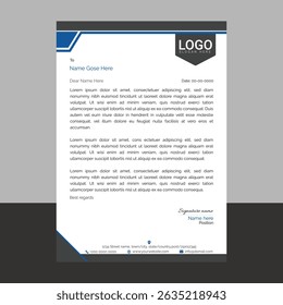 Professional and modern corporate letterhead template with clean layout and sharp lines, ideal for business communication, branding documents, and professional office use
