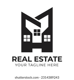 Professionelles, modernes, kreatives, abstraktes Minimal-Logo des Real Estate Home House