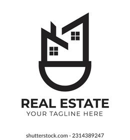 Professionelles, modernes, kreatives, abstraktes Minimal-Logo des Real Estate Home House