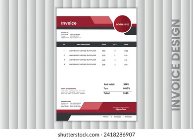 Professional modern and creative business invoice design template