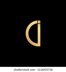 professional modern creative fresh Initial letter CI IC minimalist art logo, gold color on black background