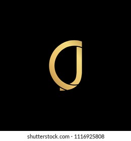 professional modern creative fresh Initial letter CJ JC minimalist art logo, gold color on black background
