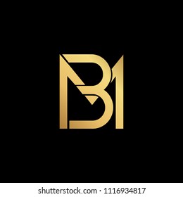 professional modern creative fresh Initial letter BM MB minimalist art logo, gold color on black background