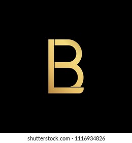 professional modern creative fresh Initial letter BL LB minimalist art logo, gold color on black background