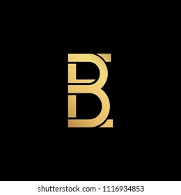 professional modern creative fresh Initial letter BE EB minimalist art logo, gold color on black background