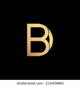 professional modern creative fresh Initial letter BD DB minimalist art logo, gold color on black background