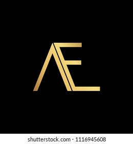 professional modern creative fresh Initial letter AE EA minimalist art logo, gold color on black background