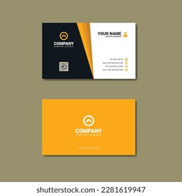 Professional modern and creative orange shape business card vector illustration. Horizontal visiting card layout