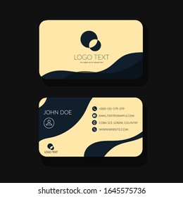 Professional modern dark blue waves business card vectors