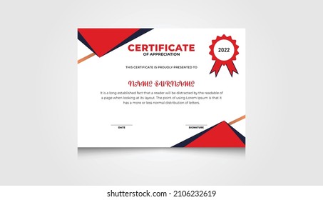 Professional Modern elegant award or achievement certificate template