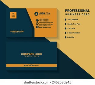 Profesional Moderno y elegante diseño de tarjeta de visita única de dos colores. Diseño limpio de doble cara de la tarjeta de visita simple creativa.