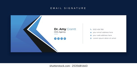 Professional modern email signature template or email footer and Personal social media cover design template