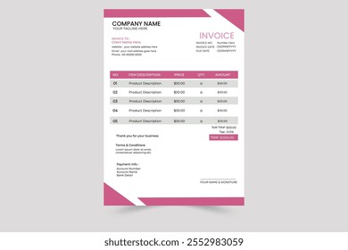 Professional and modern invoice template	