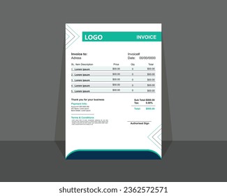 Professional and modern invoice template, Invoice bill design template. Bill form business invoice and Office bill Design.