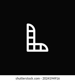 Professional and modern letter L logo with thick outline black and white monogram. minimalist and elegant logo isolated on black background