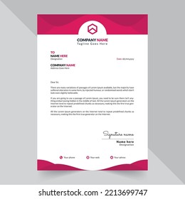 Professional Modern Letterhead Design Template With Red And White Background