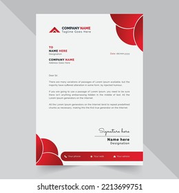 Professional Modern Letterhead Design Template With Red And White Background
