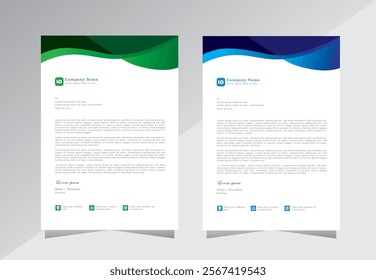 Professional modern letterhead design template with green and blue colour, creative modern letter head design template for your project. letterhead, letter head, Business letterhead design.