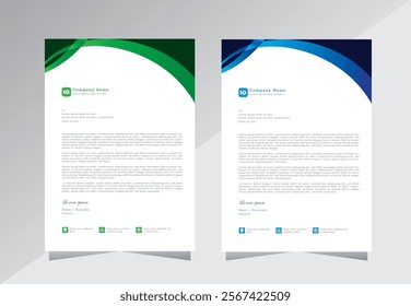 Professional modern letterhead design template with green and blue colour, creative modern letter head design template for your project. letterhead, letter head, Business letterhead design.