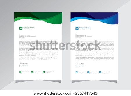Professional modern letterhead design template with green and blue colour, creative modern letter head design template for your project. letterhead, letter head, Business letterhead design.