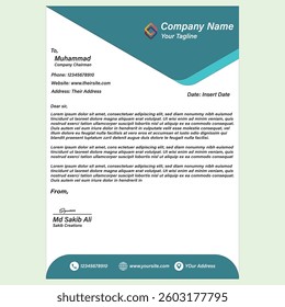A professional and modern letterhead template designed for corporate and business use.