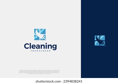 Professional Modern logo cleaning company design window cleaning service with sparkles. Vector illustration concept
