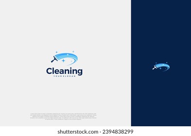 Profesional Servicio de limpieza de ventanas con diseño de logotipo moderno con destellos. Concepto de ilustración de vector
