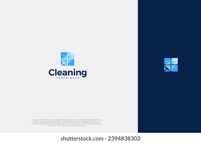Professional Modern logo cleaning company design window cleaning service with sparkles. Vector illustration concept
