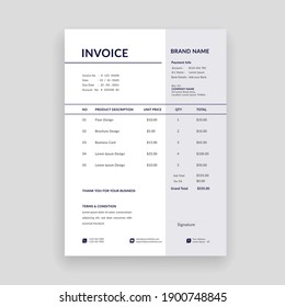 Professional And Modern Minimal Business Invoice Template, Bill, Voucher, Receipt, Quotation, List, Price List 