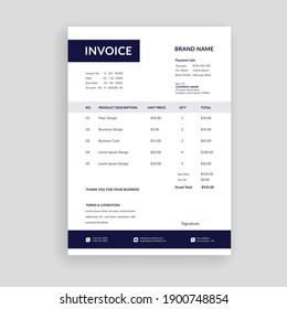 Professional And Modern Minimal Business Invoice Template, Bill, Voucher, Receipt, Quotation, List, Price List 