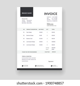 Professional And Modern Minimal Business Invoice Template, Bill, Voucher, Receipt, Quotation, List, Price List 