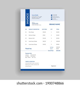 Professional And Modern Minimal Business Invoice Template, Bill, Voucher, Receipt, Quotation, List, Price List 