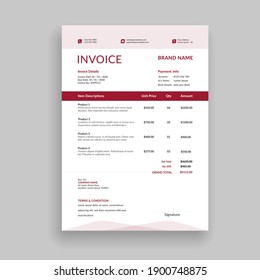 Professional And Modern Minimal Business Invoice Template, Bill, Voucher, Receipt, Quotation, List, Price List 