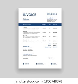 Professional And Modern Minimal Business Invoice Template, Bill, Voucher, Receipt, Quotation, List, Price List 