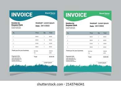 professional and modern minimal business invoice template, bill, voucher, receipt, quotation, list, price list