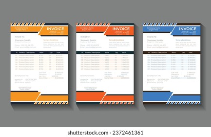 
professional and modern minimal business invoice template, creative invoice template vector design
