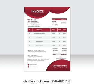 Professional and modern minimal business invoice template, business invoice and Office bill Design template.
