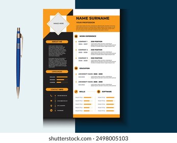 Professional modern minimal clean CV resume template design