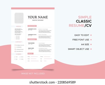 Professional modern and minimal resume or cv template