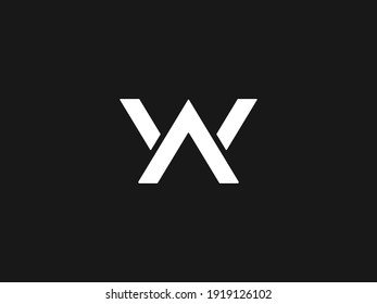 Professional modern and minimalist black and white color AW or WA logo