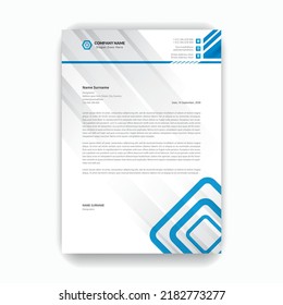 Professional modern minimalist blue letterhead design template