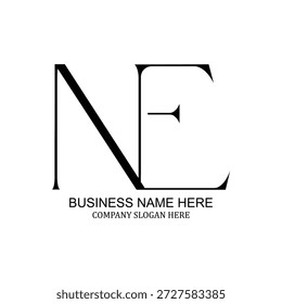 Diseño de Profesional y moderno logo NE para startups y negocios, con una marca NE única, identidad NE creativa, ícono NE versátil, diseño minimalista de logo plano y Vector para una presencia destacada de la marca